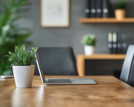 Nameplate with engraving on an office desk, displaying a professional name