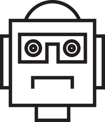 Robot Head Icon Line Illustration