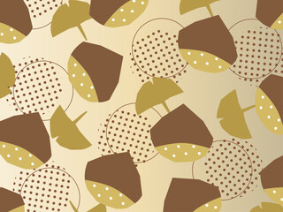 栗とイチョウの葉のお洒落な背景デザイン