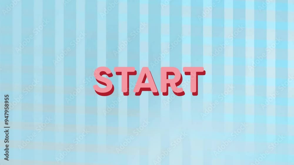 Poster START text animation over blue vertical stripes background