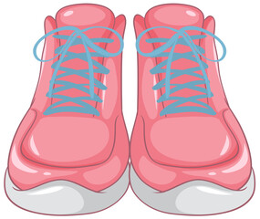 Pink Sneakers with Blue Laces