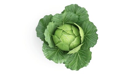 Fresh Green Cabbage Isolated on White