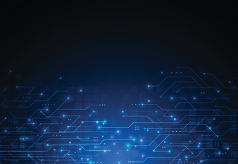 Abstract background with technology circuit board texture. Artificial intelligence electronic board. Communication and engineering concept. Vector illustration