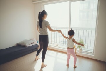 Fototapeta premium Sports child adult woman.