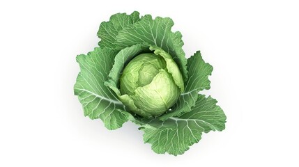 Obraz premium Green Cabbage on White Background