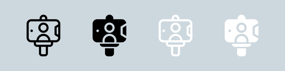 Selfie icon set in black and white. Photo signs vector illustration.