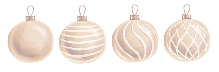 Bubbles. Christmas tree decoration. Watercolor