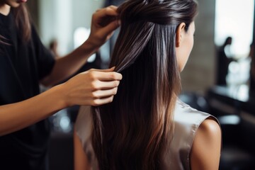 Fototapeta premium Customer adult woman comb.