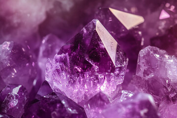 Fototapeta premium A purple amethyst crystal close-up