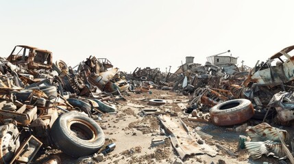 Rusty abandoned junkyard landscape