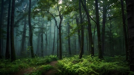 Naklejka premium morning in the forest