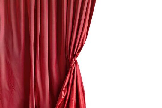 Elegant red curtain tied open