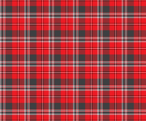 Plaid fabric pattern, red, green, white, black, seamless for textile and design clothes skirt pants apron tablecloth blanket or decoration. Vector illustration.