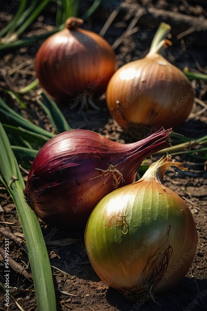 Wall mural A highly details of onion, hight contrast in the afternoon