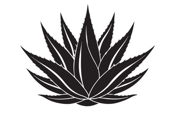 Black Silhouette Aloe Vera Plant - Printable Graphic Design