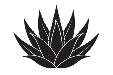Black Silhouette Aloe Vera Plant - Printable Graphic Design