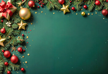 Horizontal Christmas greeting card. Space for texts