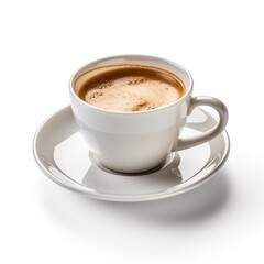 A cup of Americano beverage espresso saucer.