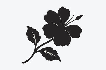 Elegant Hibiscus Flower Silhouette - Printable Vector Art