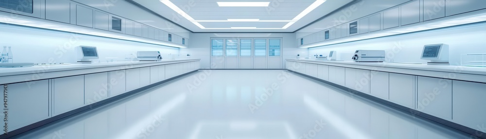 Wall mural High-tech laboratory with futuristic equipment, sci-fi anime background, scientific innovation