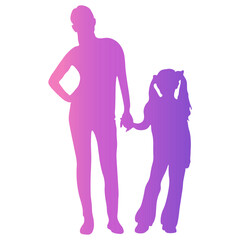 Mother and Child Silhouette. Vector Illustration in Colorful Design