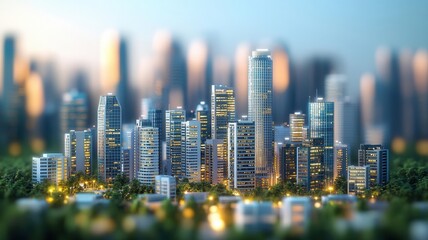 Obraz premium Property market expansion, augmented reality growth graph, symbolic success, modern skyline