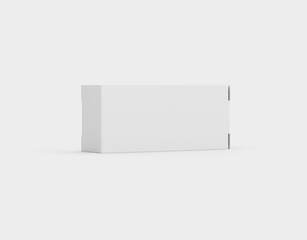 A White Rectangular Cardboard Box Mockup For Packaging, Positioned Horizontally 3d Illustration