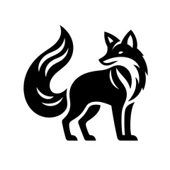 Obraz premium Black silhouette of a fox isolated on a transparent background - Minimalist fox illustration