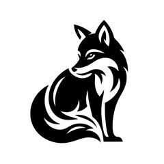 Obraz premium Black silhouette of a fox isolated on a transparent background - Minimalist fox illustration