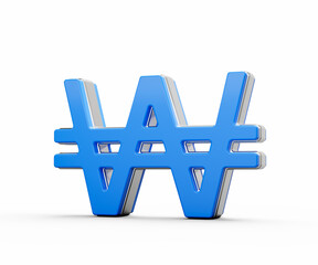 Obraz premium Vibrant Blue Korean Won Currency Symbol Gleams With Sleek Modern Design 3D Illustration