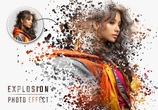 Dispersion Explosion Photo Effect Mockup