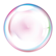 Colorful transparent soap bubble isolated on white background