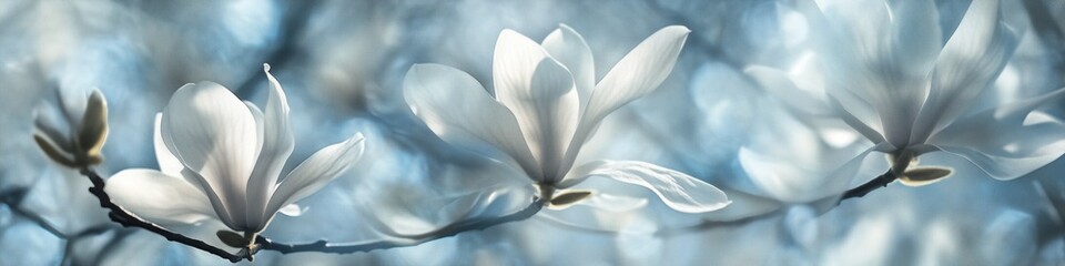 lemon-fragranced magnolia with white leaves and moon-bright flowers photogram summer scene