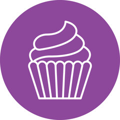 Cupcake line circle icon