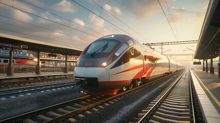 Fototapeta premium Modern passenger electric train 