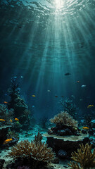 Obraz premium serene beauty of underwater ecosystems deep underwater background 