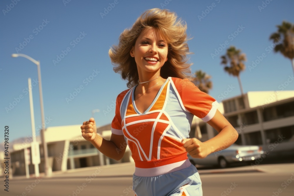 Wall mural portrait jogging photo car.