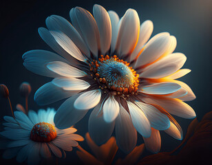Obraz premium Closeup Illustration of a White Daisy Detailed Floral Art Highlighting Petals and Natural Beauty