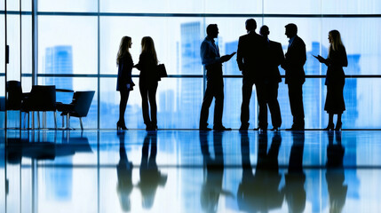 Fototapeta premium Business colleagues networking at a conference