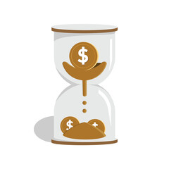 hourglass icon with dollars. Modern design style. suitable for time, web, money, event design, etc. vector design template