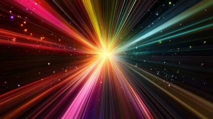 Obraz premium Abstract Background of Converging Light Streaks and Glowing Stars