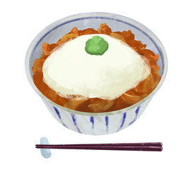 わさび山かけ牛丼　牛丼のイラスト