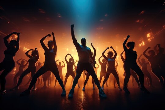 Cardio exercise class BODYCOMBAT dancing adult entertainment.