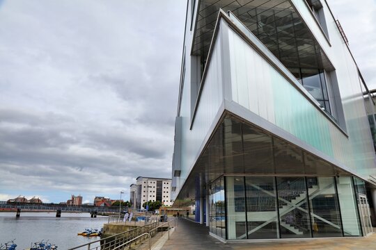 BELFAST, UK - JUNE 22, 2024: Belfast Waterfront also known as Waterfront Hall, multi-purpose conference and entertainment centre in Belfast, Northern Ireland.