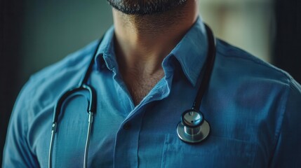 Doctor with a stethoscope around their neck, ready to examine a patient