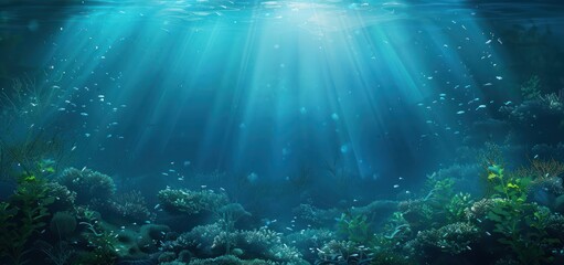 Underwater Scene with Sunbeams