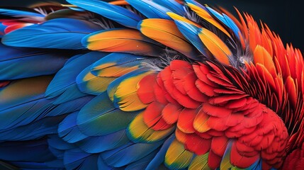 Fototapeta premium A Colorful Scarlet Macaw in a Lush Green Setting