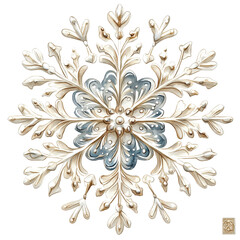Fototapeta premium Boho Christmas snowflake clipart, with intricate designs,isolated on white background 