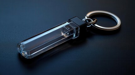 Flash drive with cap on a keychain, ready for quick data access