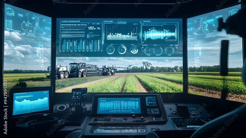 Poster a high tech control center showcasing the data visualization and analytics capabilities of a smart f